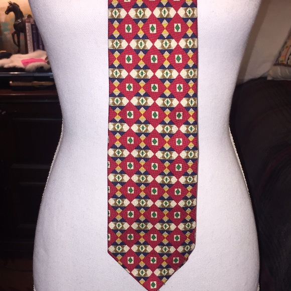 Red and Navy Blue silk tie - Picture 4 of 6
